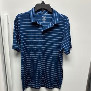 Three Men's Polo Shirts Blue Stripe, Black Strip, Solid Blue